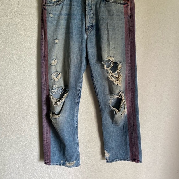 ASO Alessandra Ambrosio Mother The Thrasher Striped Hanging By A Thread Jeans 27 - Picture 6 of 16